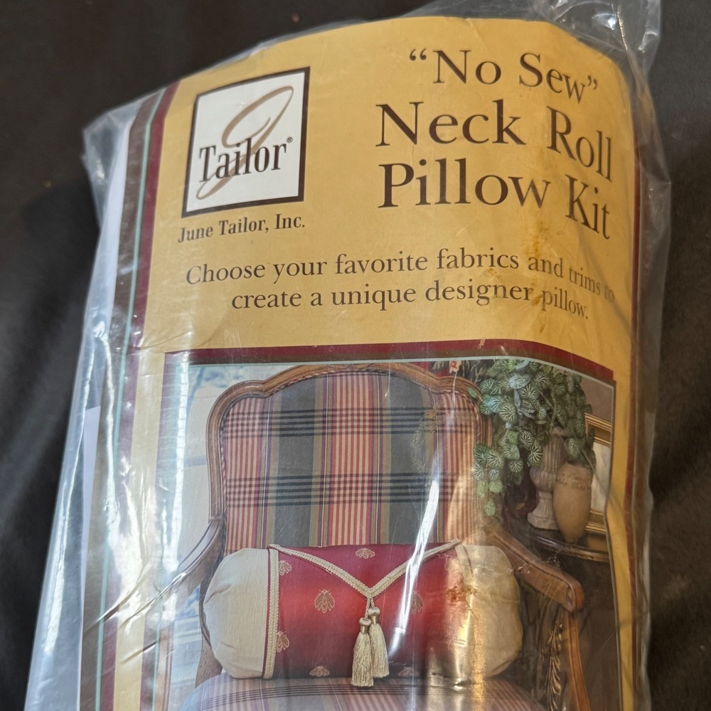 June Tailor No Sew Neck Roll Pillow Kit DIY Home Decor Fabric Trim